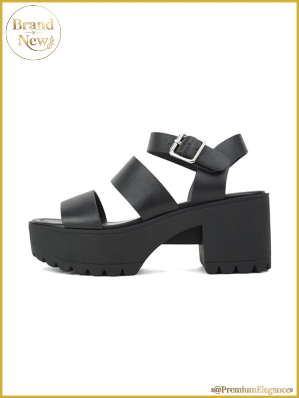 Open Toe Lug Sole Block Heel Sandals Adjustable Ankle Strap